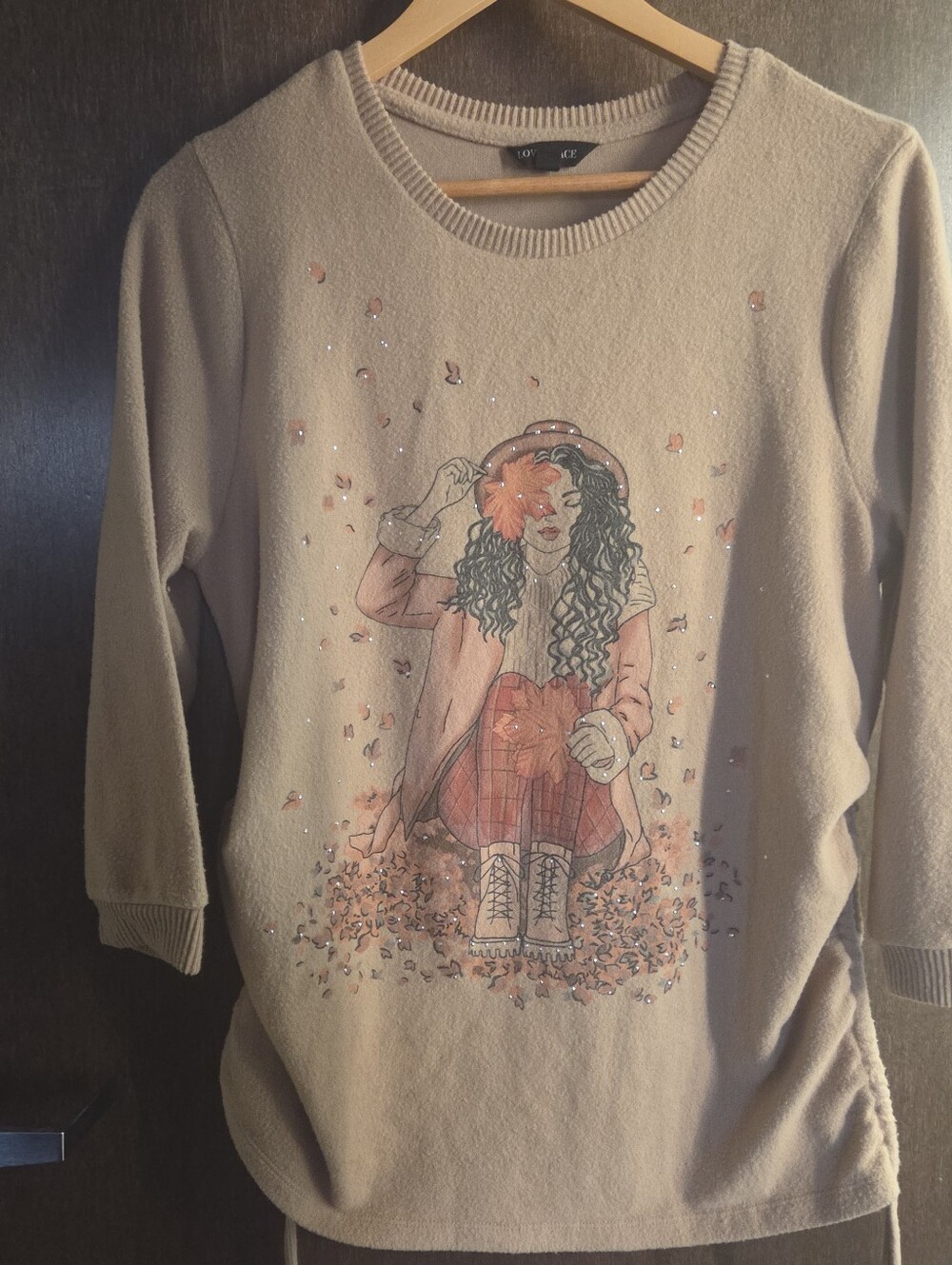 Johnny Was For Love and Lace Sweater Tan Soft stunning women's top L